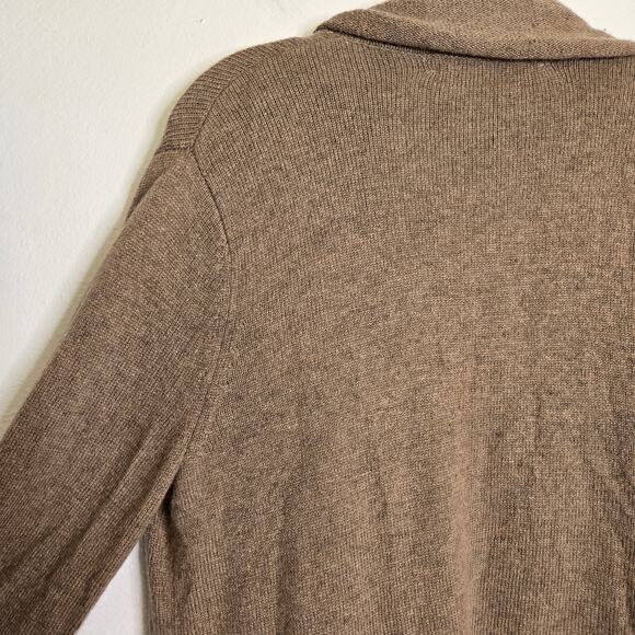 Woolrich Brown Wool Blend Open Front Cardigan Size L Cozy Chic Fall Layering - Picture 9 of 12